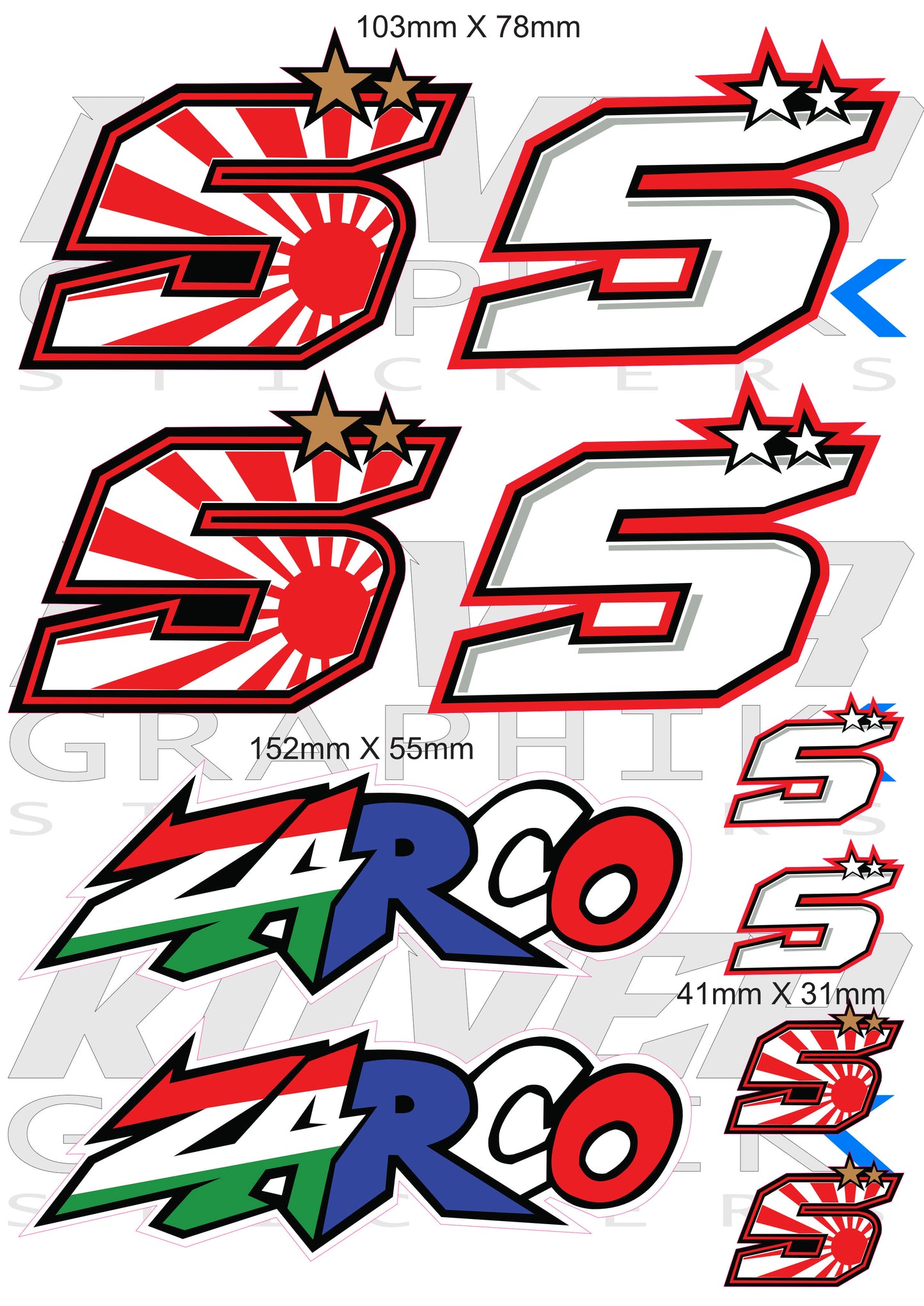 Stickers MotoGP inspiré Johann Zarco #5 – Planche d’Autocollants Racing