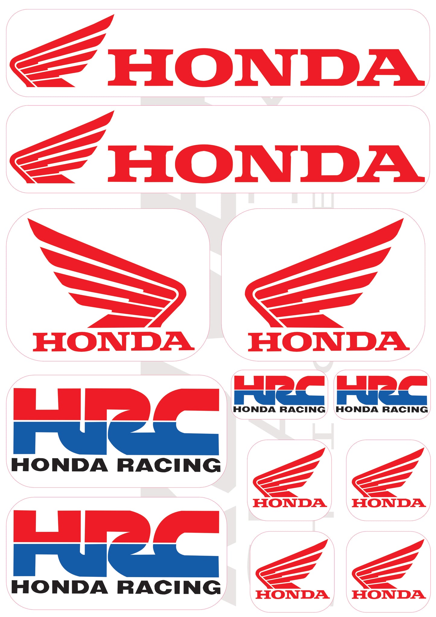 Stickers compatibles Honda HRC – Planche Autocollants Moto Racing Vinyle Premium