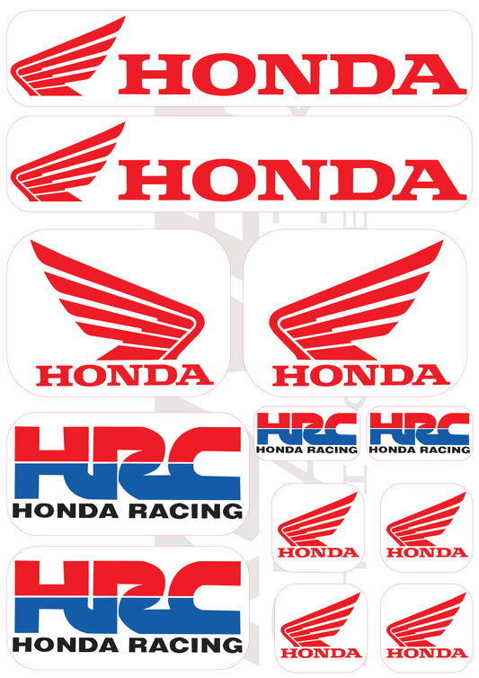 Stickers compatibles Honda HRC – Planche Autocollants Moto Racing Vinyle Premium