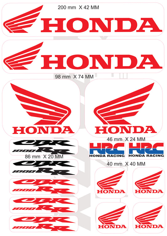 Stickers compatibles Honda CBR 1000RR & HRC – Planche d’Autocollants Moto Vinyle