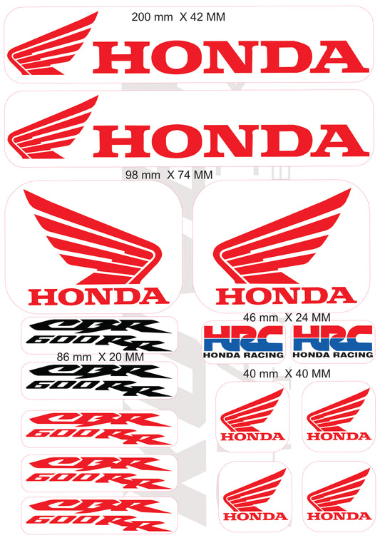Stickers Honda compatibles CBR 600RR & HRC – Planche d’Autocollants Moto Vinyle