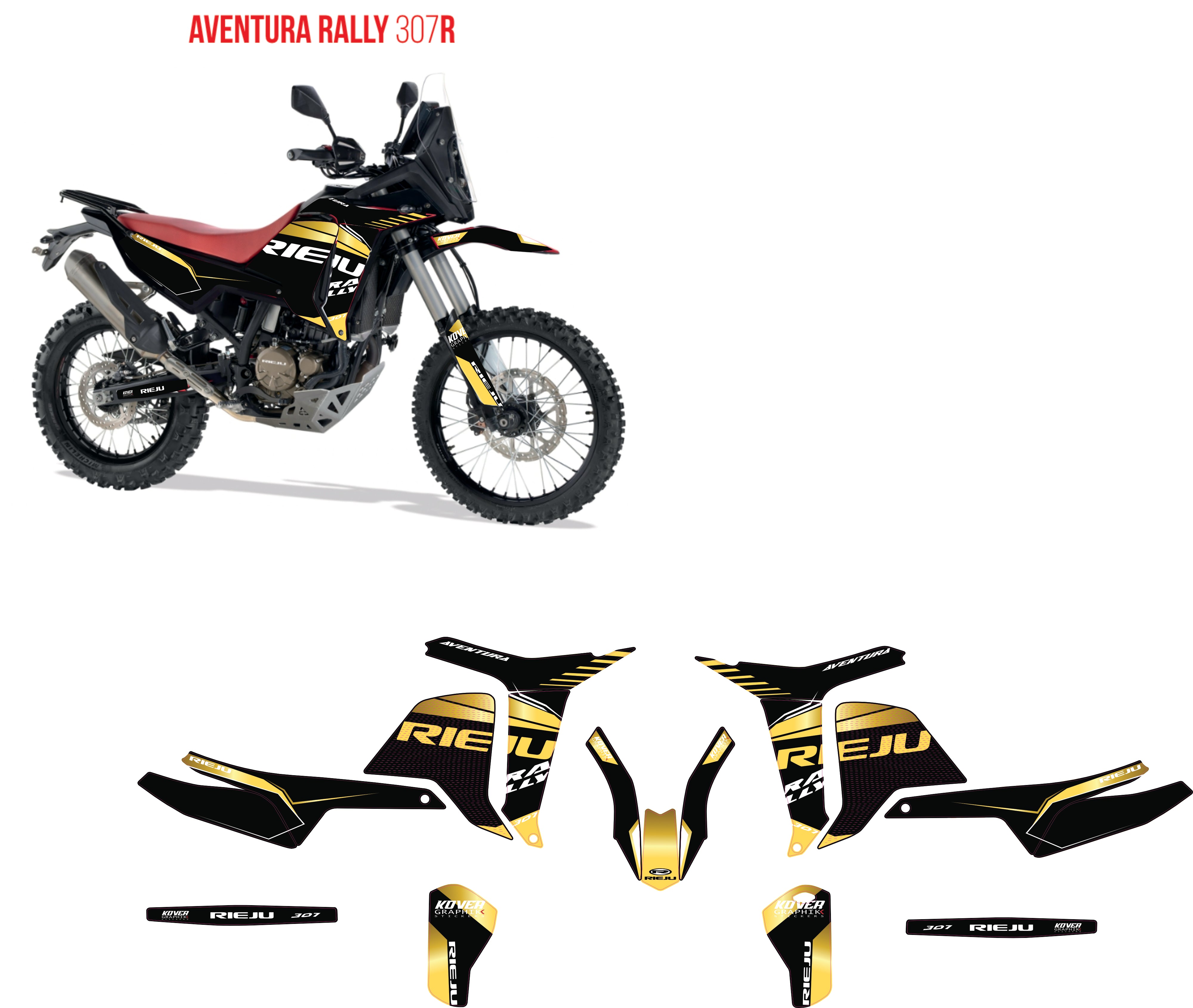Kit Déco Rieju Aventura Rally 307R Black Gold Edition – Stickers Moto Premium