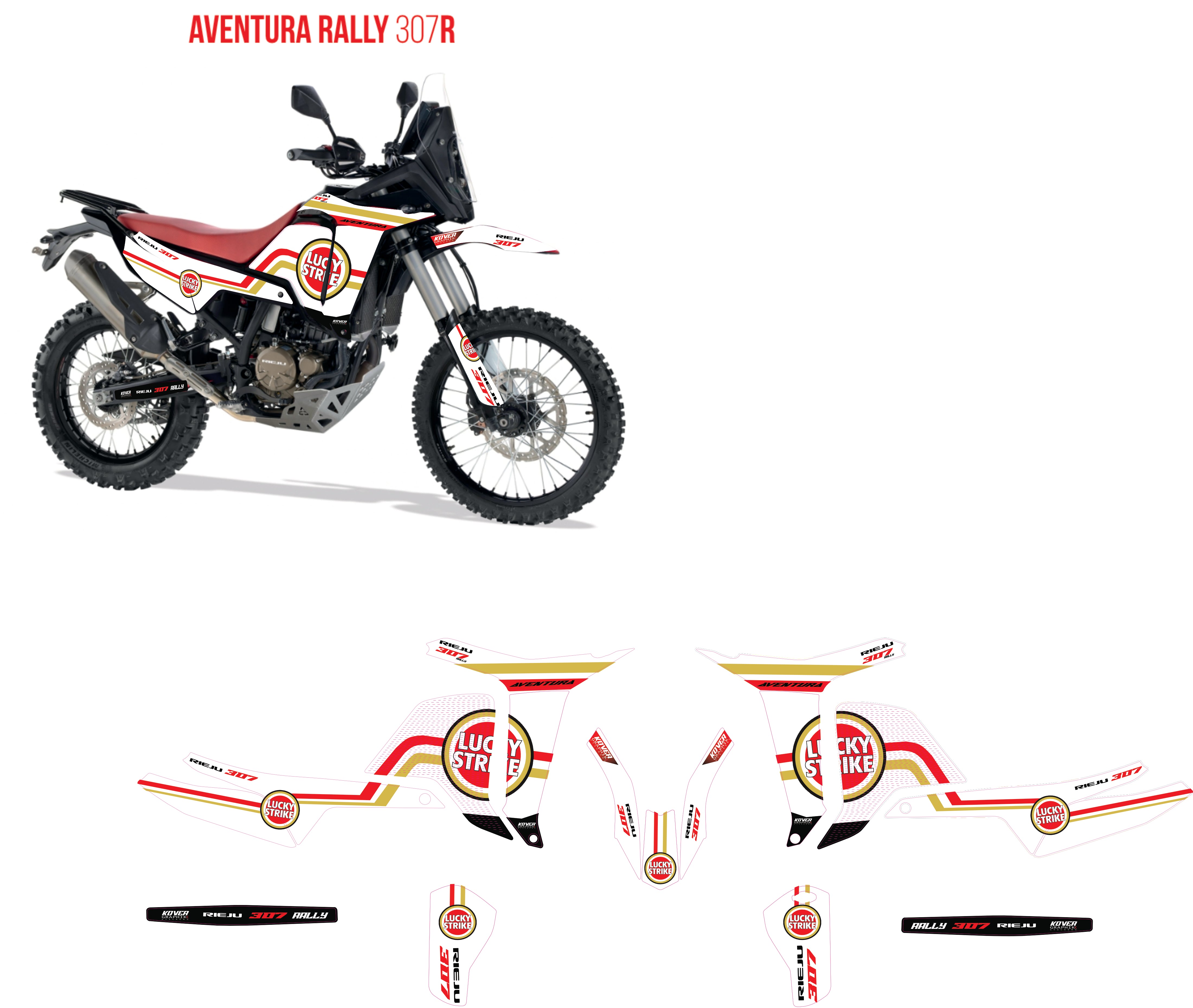 Kit Déco Rieju Aventura Rally 307 Lucky Strike – Sticker Moto Adventure Rally Raid Personnalisé