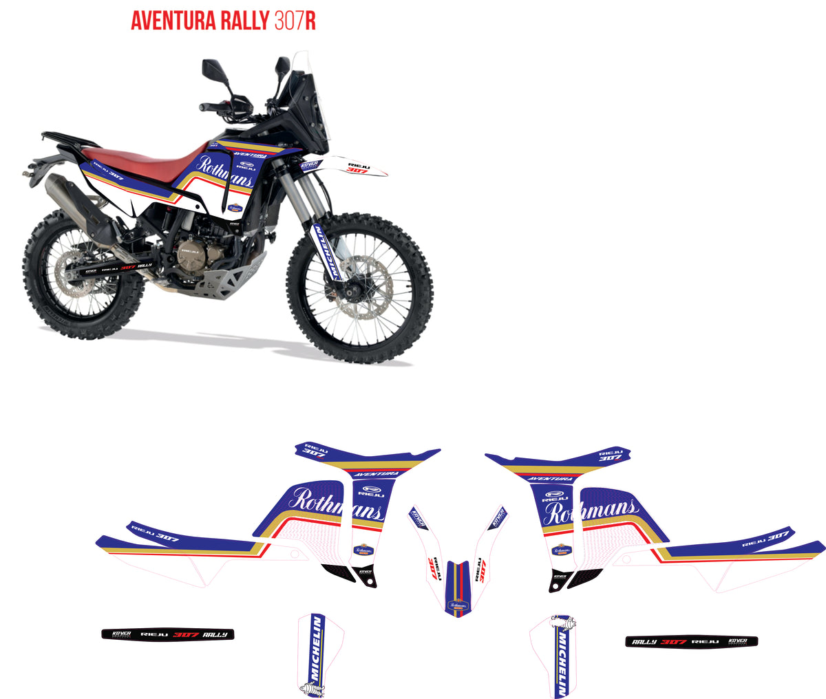 Kit Déco Rieju Aventura Rally 307 Rothmans – Sticker Moto Adventure Rally Raid Personnalisé