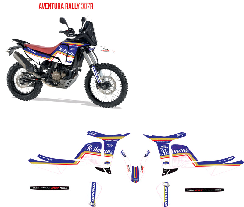 Kit Déco Rieju Aventura Rally 307 Rothmans – Sticker Moto Adventure Rally Raid Personnalisé-1