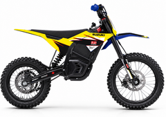 Kit déco CRZ Iron 2500W 5000W 6000W design Suzuki jaune noir rouge – rendu réaliste sur dirt bike électrique