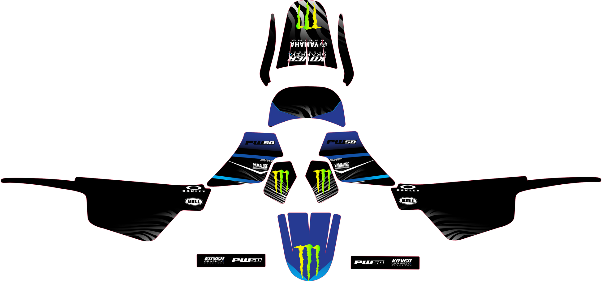 Kit Déco compatible Yamaha PW 50 – Design Racing black edition– Moto Enfant (Copie)-2