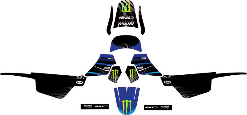Kit Déco compatible Yamaha PW 50 – Design Racing black edition– Moto Enfant (Copie)-2
