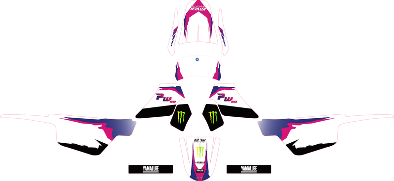 Kit de decoración para moto compatible con Yamaha PW 50 – Adhesivos resistentes – Diseño Racing Azul/Negro – Kover Graphik-2